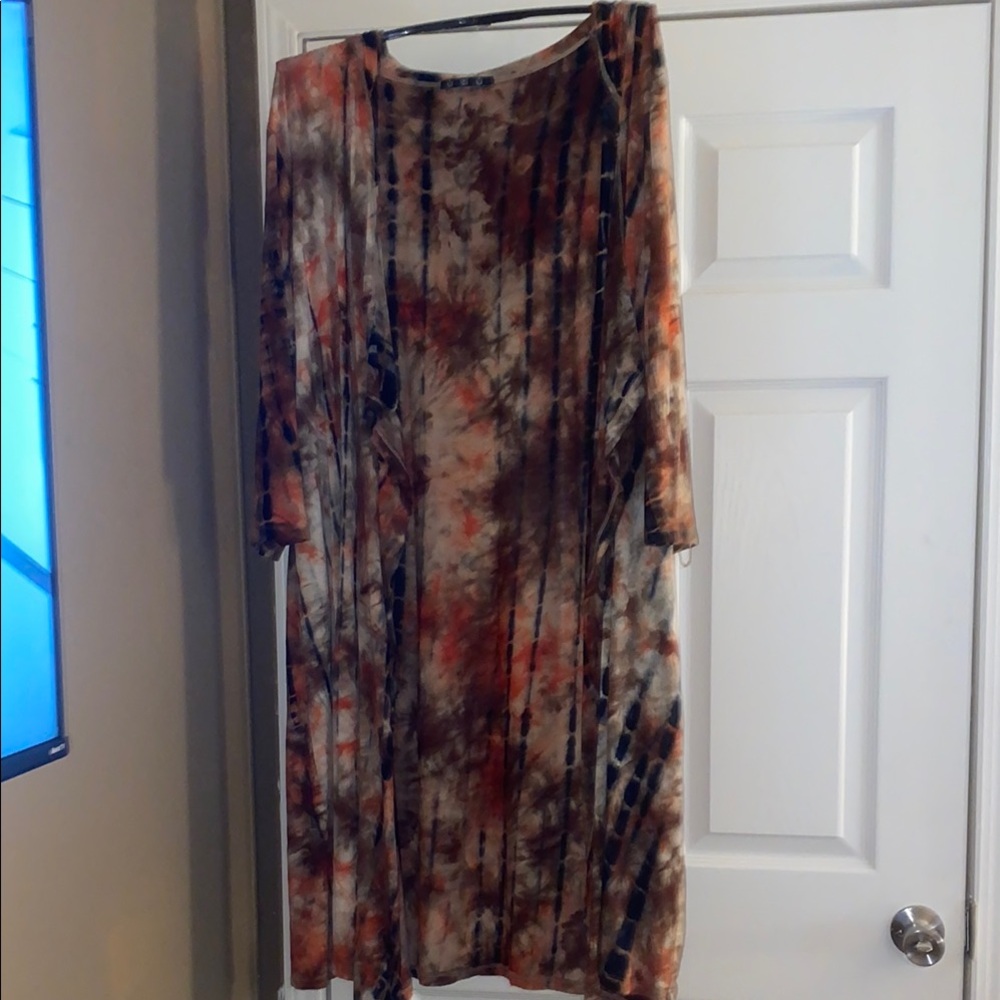 Tie-Dye Long Sleeve Cardigan With Hood
